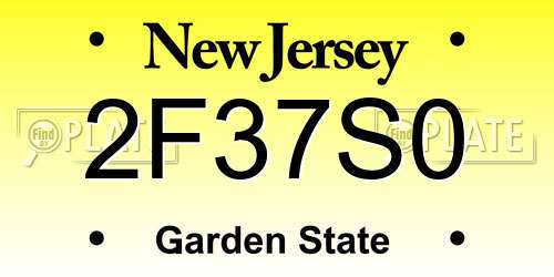 2F37S0 New Jersey License Plate