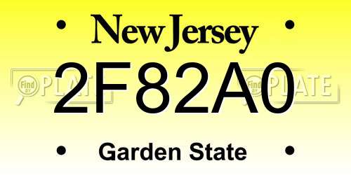 2F82A0 New Jersey License Plate