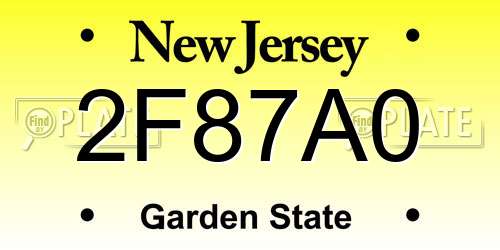 2F87A0 New Jersey License Plate