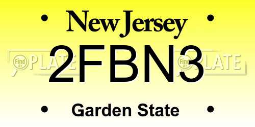 2FBN3 New Jersey License Plate