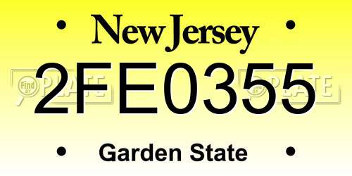 2FE0355 New Jersey License Plate