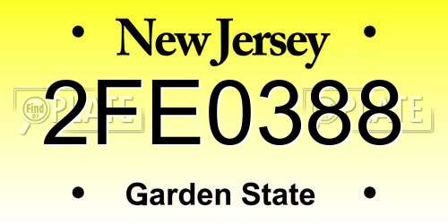 2FE0388 New Jersey License Plate