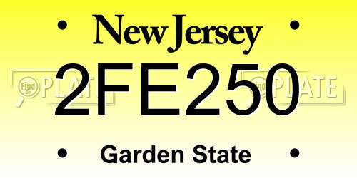 2FE250 New Jersey License Plate