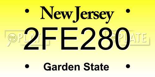 2FE280 New Jersey License Plate