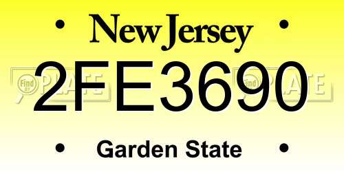 2FE3690 New Jersey License Plate