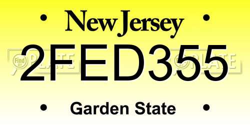 2FED355 New Jersey License Plate