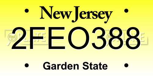 2FEO388 New Jersey License Plate