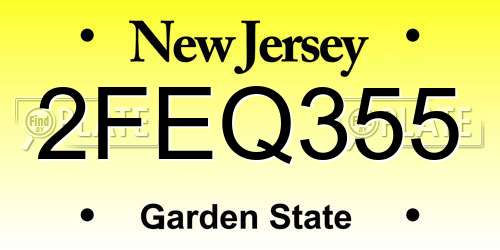 2FEQ355 New Jersey License Plate