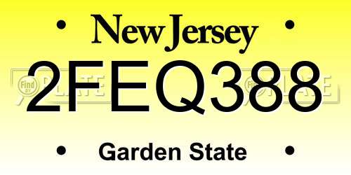 2FEQ388 New Jersey License Plate