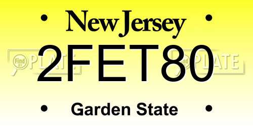 2FET80 New Jersey License Plate