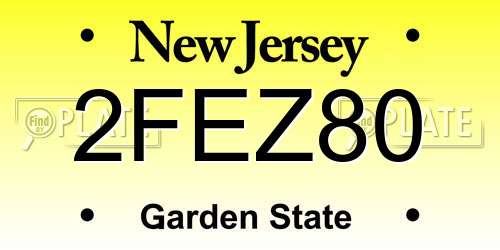 2FEZ80 New Jersey License Plate