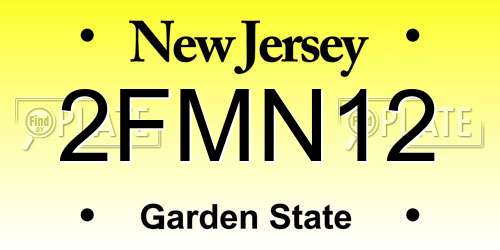 2FMN12 New Jersey License Plate