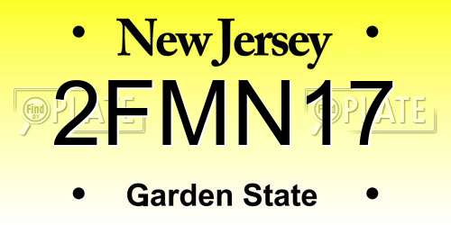 2FMN17 New Jersey License Plate