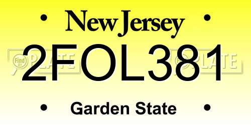 2FOL381 New Jersey License Plate