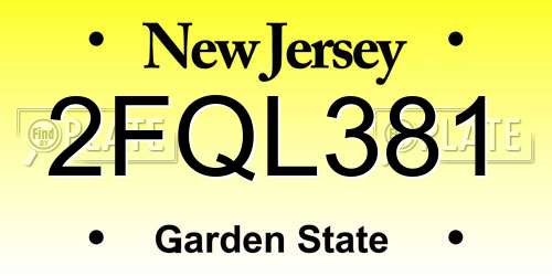 2FQL381 New Jersey License Plate
