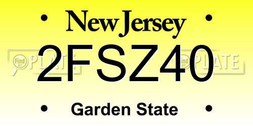 2FSZ40 New Jersey License Plate
