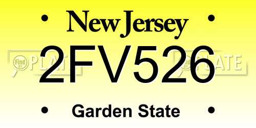 2FV526 New Jersey License Plate