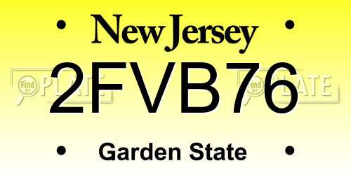 2FVB76 New Jersey License Plate