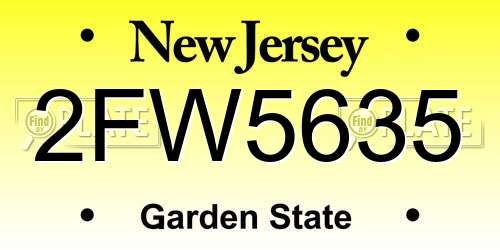 2FW5635 New Jersey License Plate
