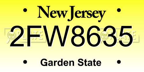 2FW8635 New Jersey License Plate
