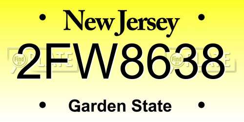 2FW8638 New Jersey License Plate