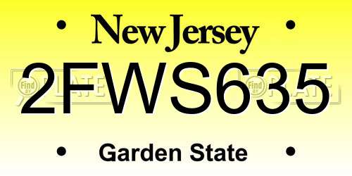 2FWS635 New Jersey License Plate