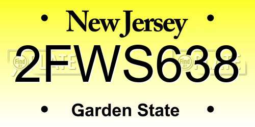 2FWS638 New Jersey License Plate