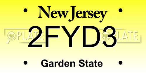 2FYD3 New Jersey License Plate