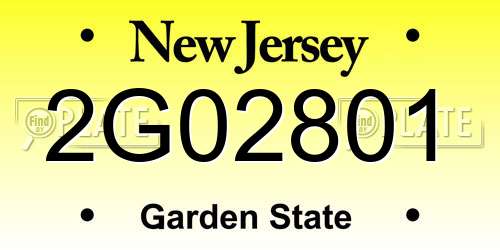 2G02801 New Jersey License Plate