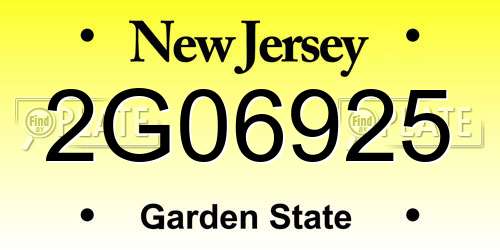 2G06925 New Jersey License Plate