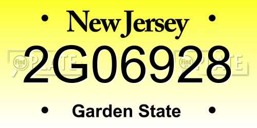 2G06928 New Jersey License Plate