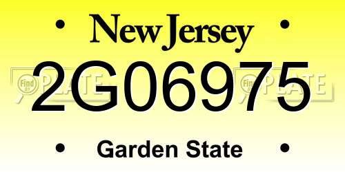 2G06975 New Jersey License Plate