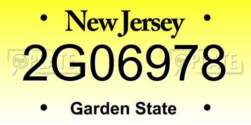 2G06978 New Jersey License Plate