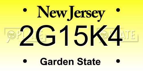 2G15K4 New Jersey License Plate