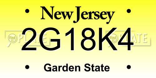 2G18K4 New Jersey License Plate