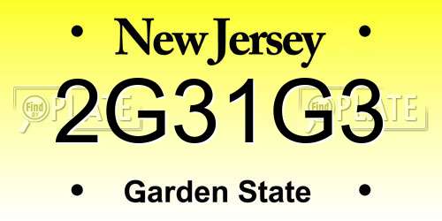 2G31G3 New Jersey License Plate