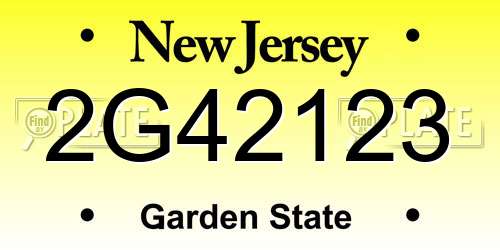 2G42123 New Jersey License Plate