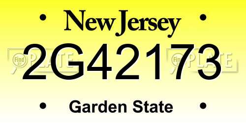 2G42173 New Jersey License Plate