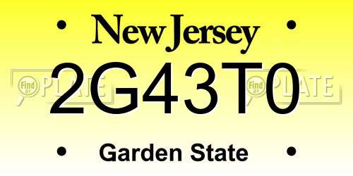 2G43T0 New Jersey License Plate