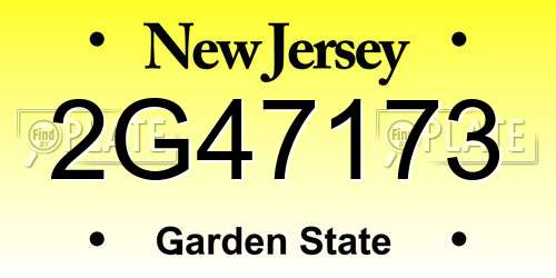 2G47173 New Jersey License Plate