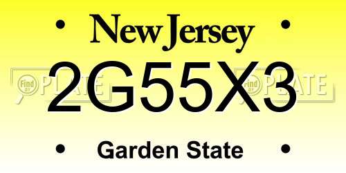 2G55X3 New Jersey License Plate