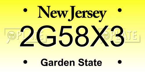 2G58X3 New Jersey License Plate