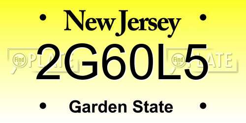 2G60L5 New Jersey License Plate