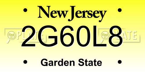 2G60L8 New Jersey License Plate