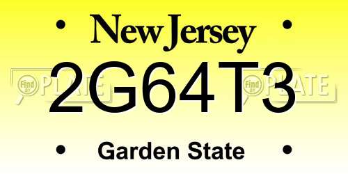2G64T3 New Jersey License Plate