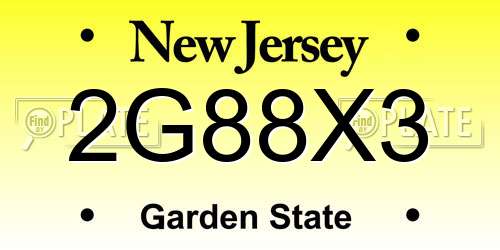2G88X3 New Jersey License Plate