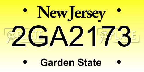 2GA2173 New Jersey License Plate