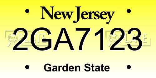 2GA7123 New Jersey License Plate