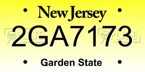 2GA7173 New Jersey License Plate