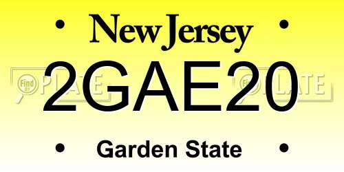 2GAE20 New Jersey License Plate
